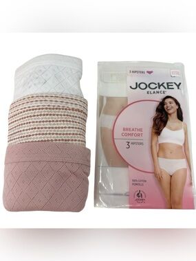 Jockey Elance Women’s Size 10 (3XL) Breathe Comfort Cotton 3 pk hipsters panties